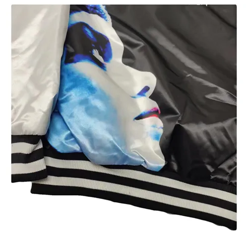 GEARHEAD DEAD PRESIDENTS BLACK AND WHITE COLLEGE BOMBER JACKET