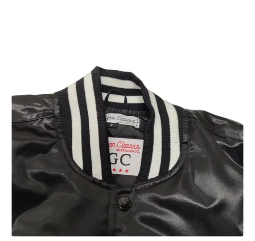 GEARHEAD DEAD PRESIDENTS BLACK AND WHITE COLLEGE BOMBER JACKET