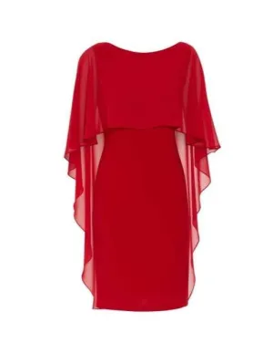 Gina Bacconi Kaisa Dress With Chiffon Cape Red STT2529