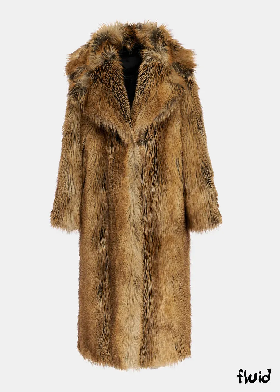 Gratis Faux Fur Coat - Walnut