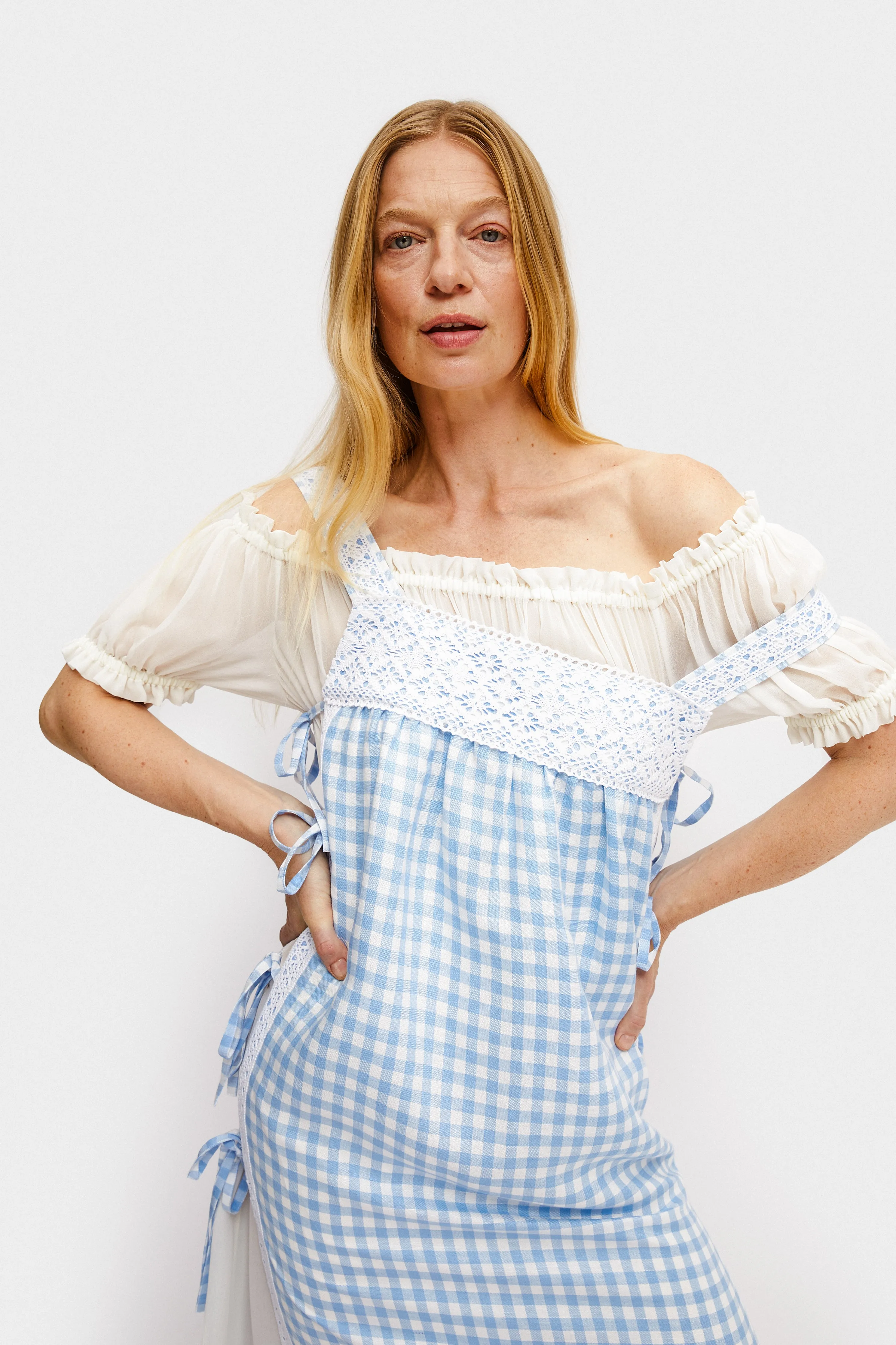 Greta Layered Linen Midi Dress