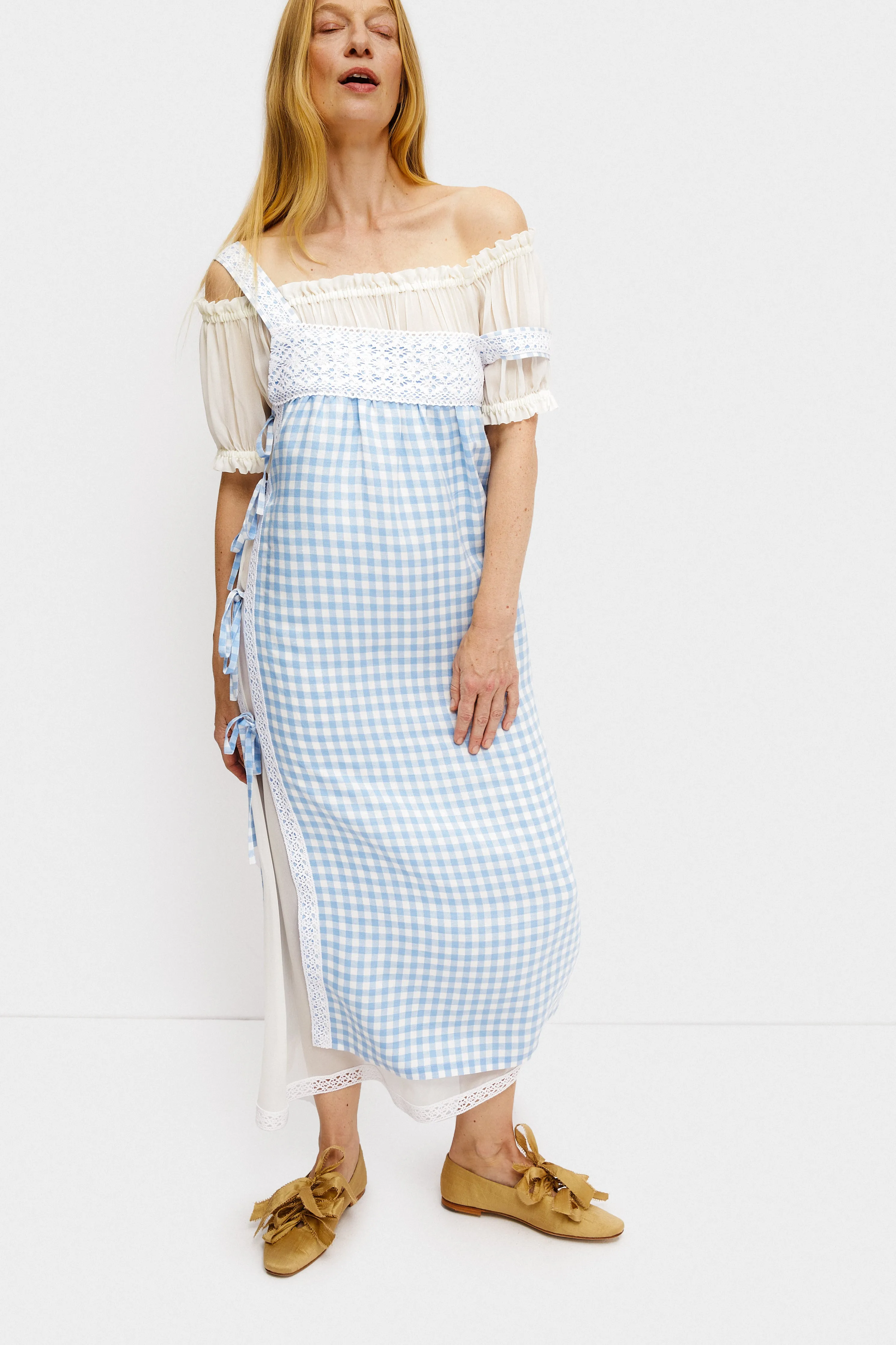 Greta Layered Linen Midi Dress