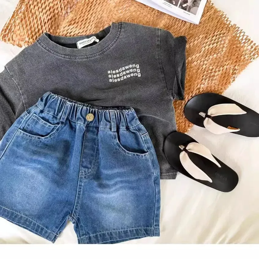 Grey Washed Out Oversized Kids Tshirt