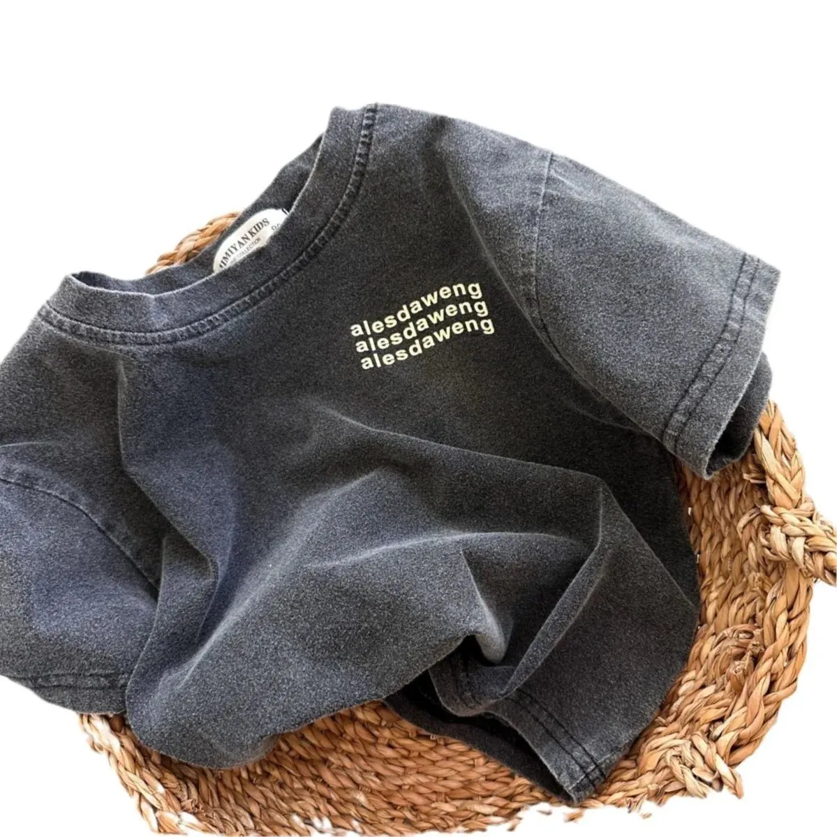 Grey Washed Out Oversized Kids Tshirt