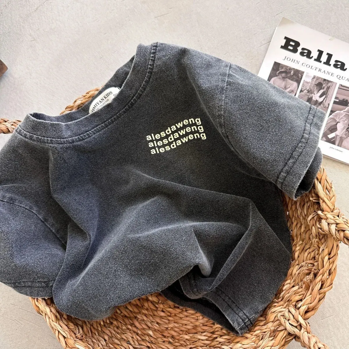 Grey Washed Out Oversized Kids Tshirt
