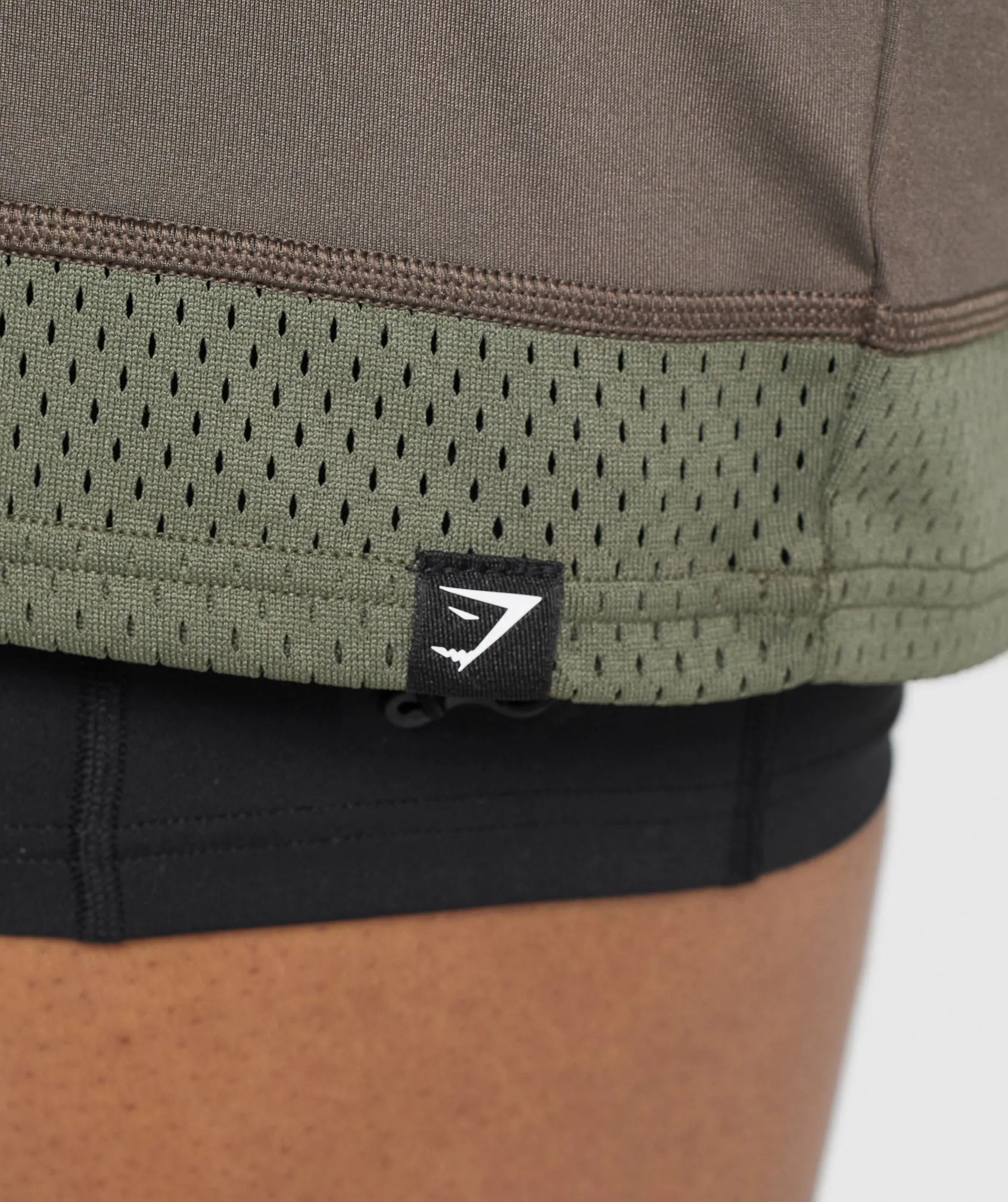 Gymshark Mesh Long Sleeve Varsity Top - Base Green/Camo Brown