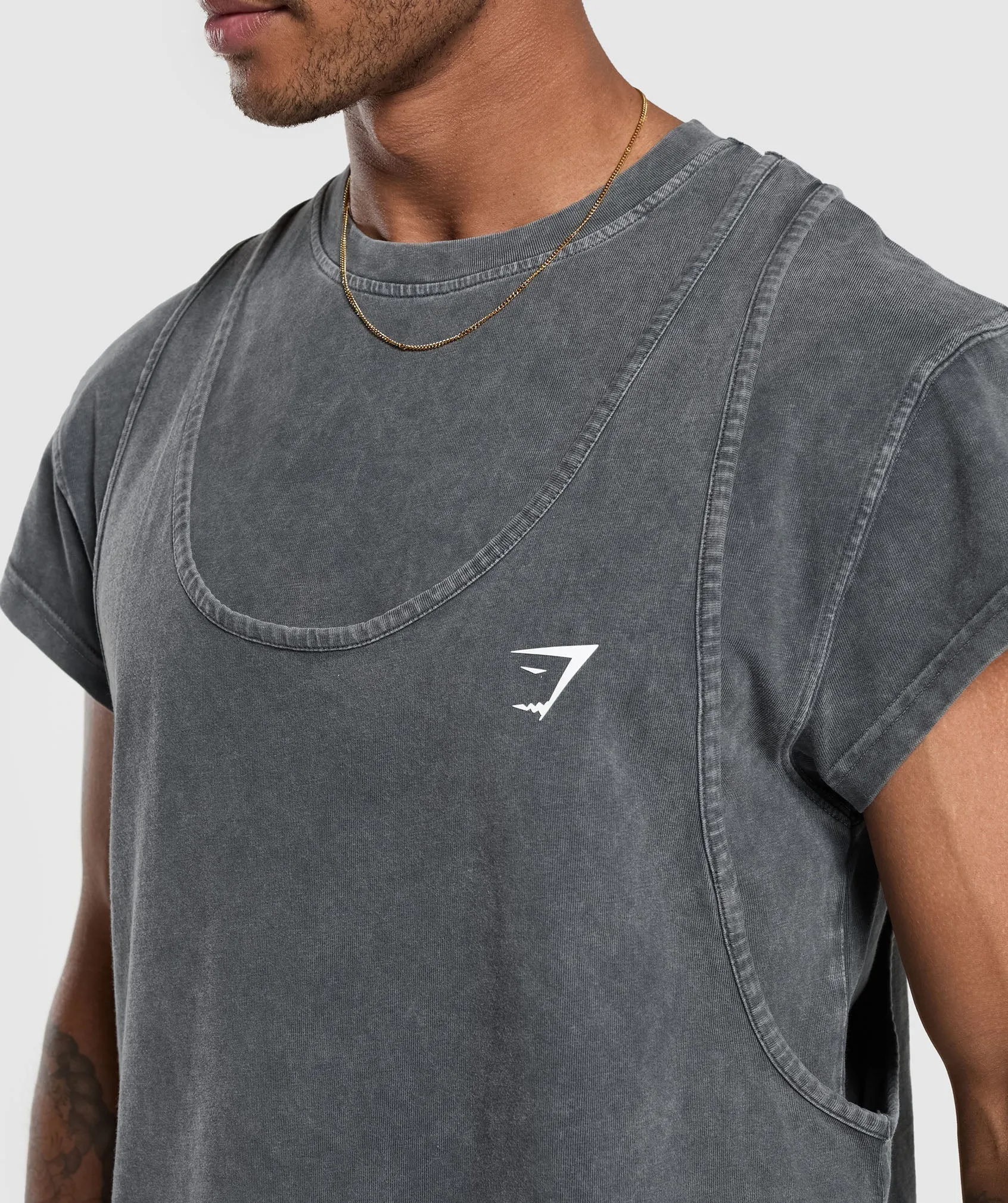 Gymshark Washed Double Layer T-Shirt - Black
