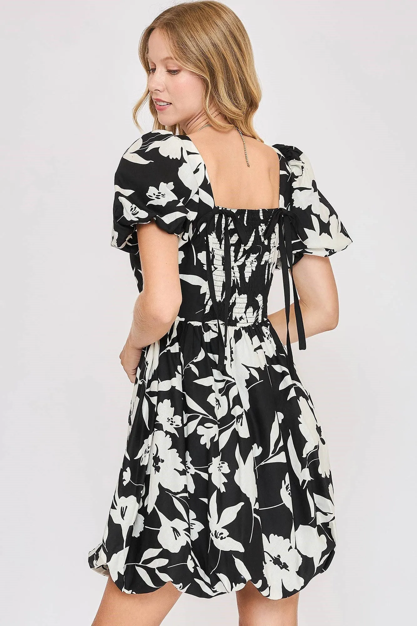 Hazel Blues® | Umgee Two Tone Floral Print Babydoll Dress