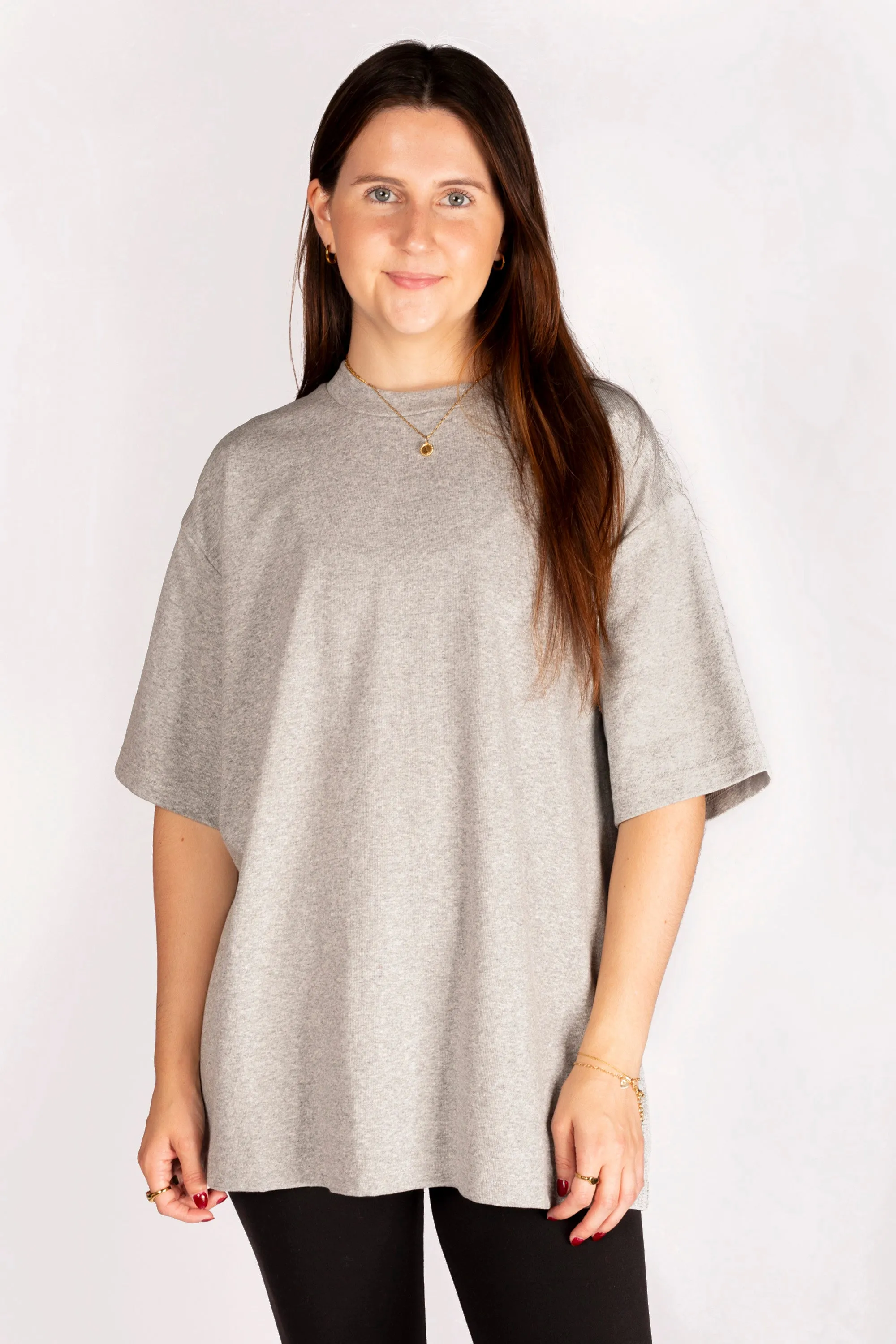 Heather Grey Ribbed Oversized Top - FINAL SALE