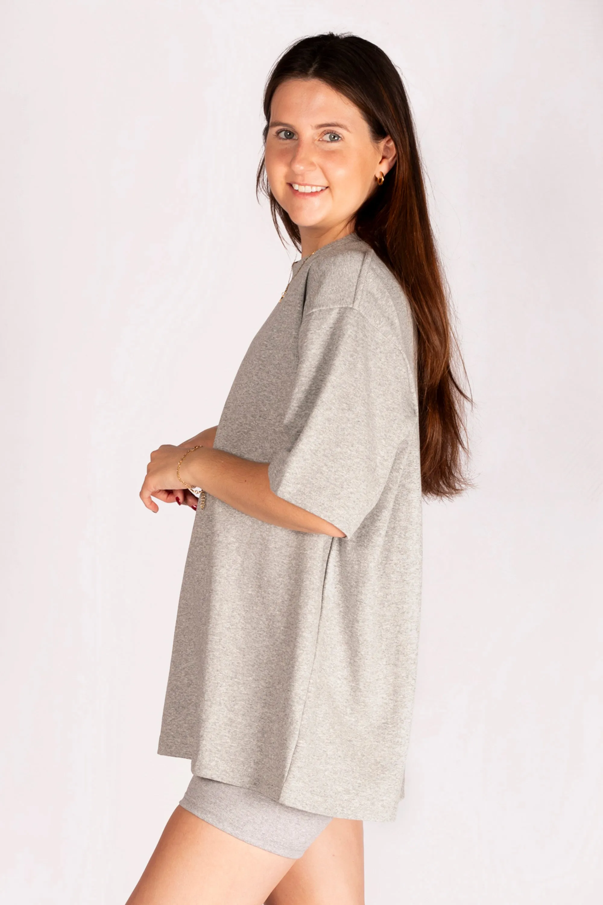 Heather Grey Ribbed Oversized Top - FINAL SALE