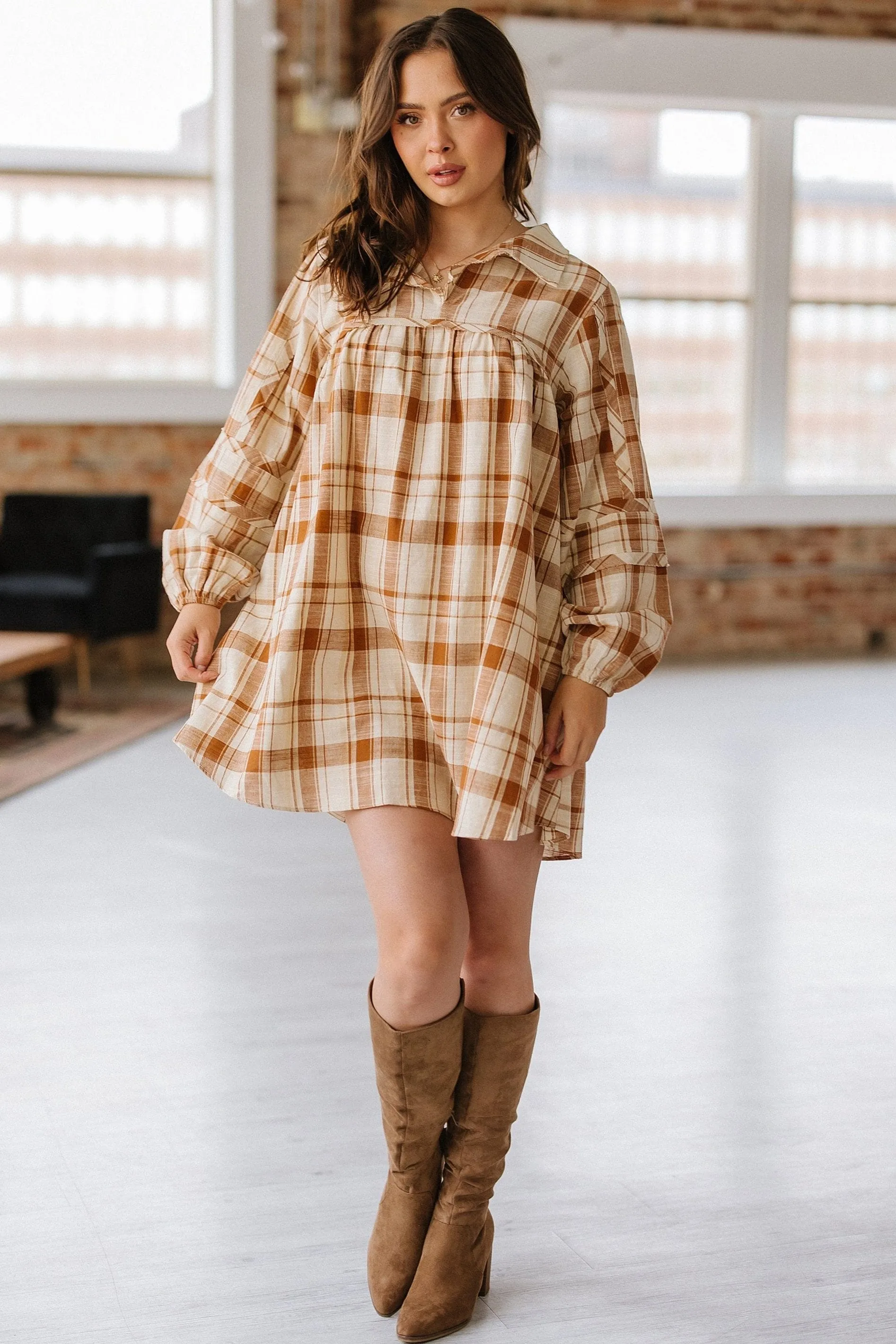 Higley Plaid Babydoll Mini Dress | DROPSHIP