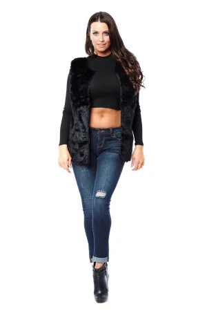 Hollywood Star Fashion Faux Fur Knit Back Vest Coat