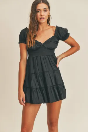 JILLINE SATIN WAIST SMOCKED DRESS