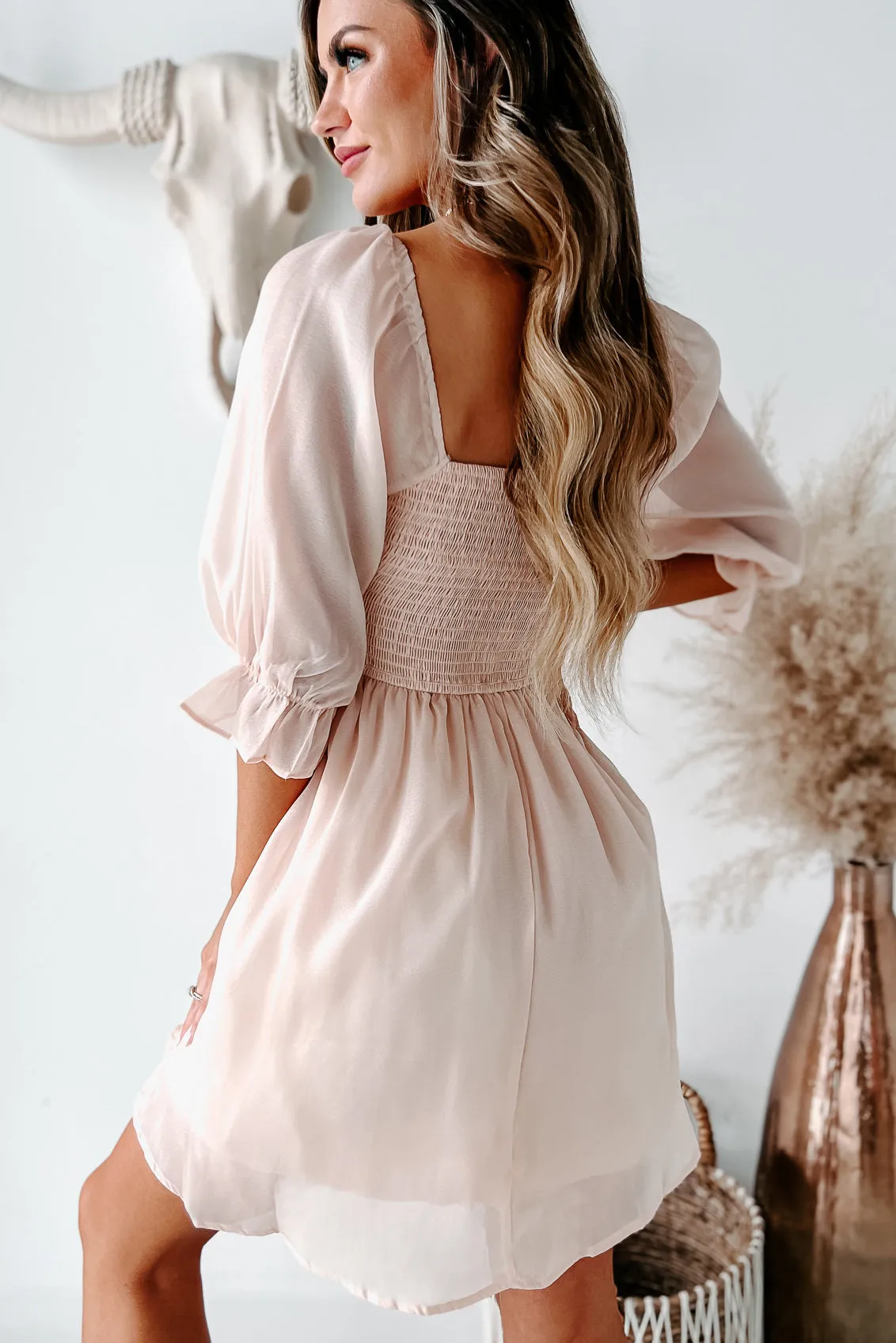Just Being Sweet Babydoll Dress (Light Peach)