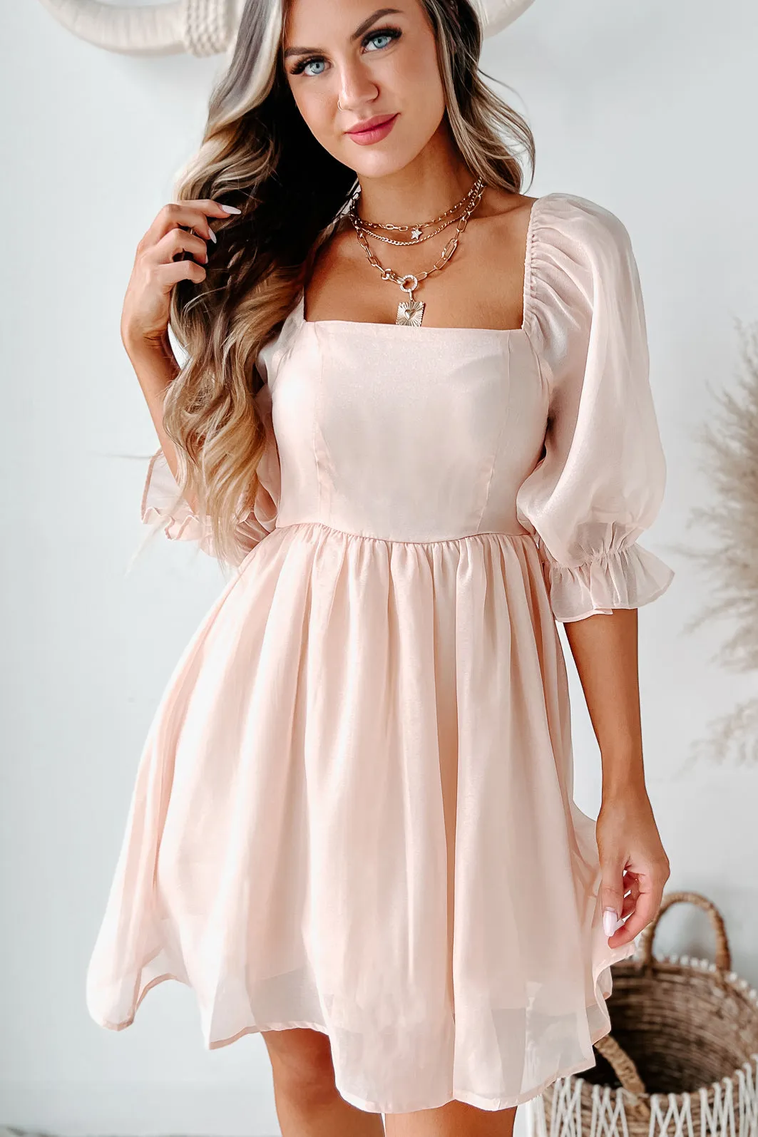 Just Being Sweet Babydoll Dress (Light Peach)
