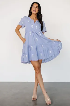 Keegan Short Dress | Blue   Ivory Floral