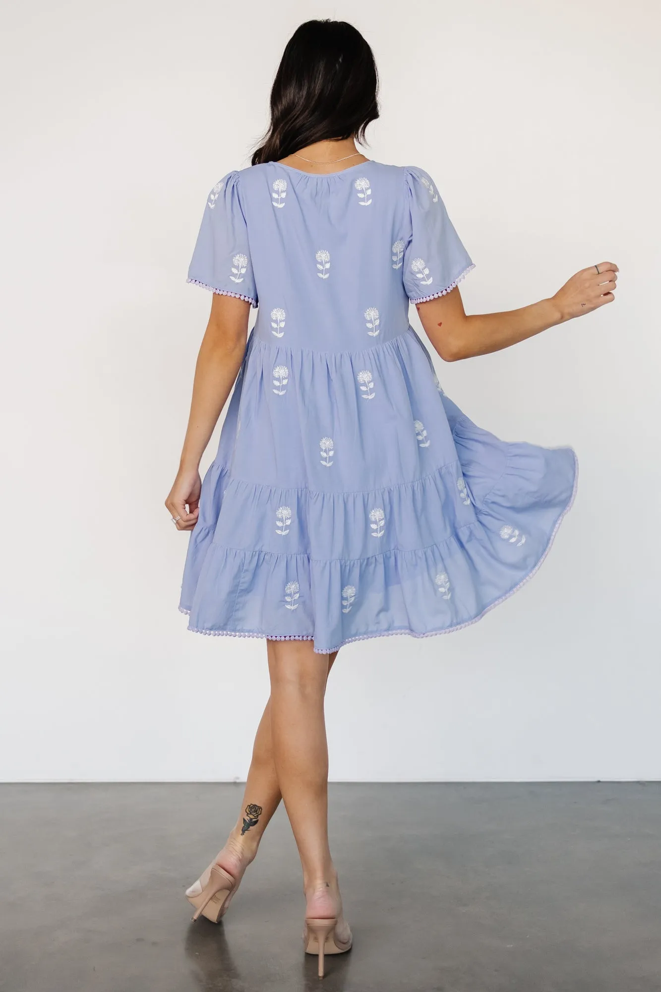 Keegan Short Dress | Blue   Ivory Floral