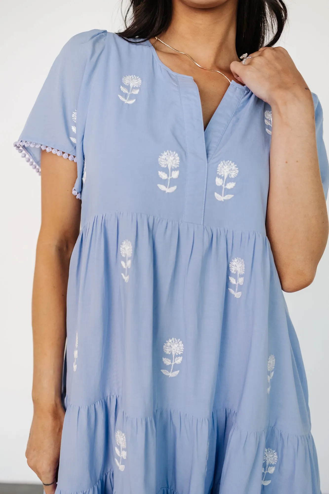 Keegan Short Dress | Blue   Ivory Floral