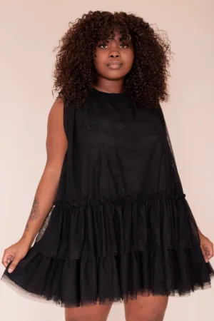 Kinsley Tule Mini Dress (Black)