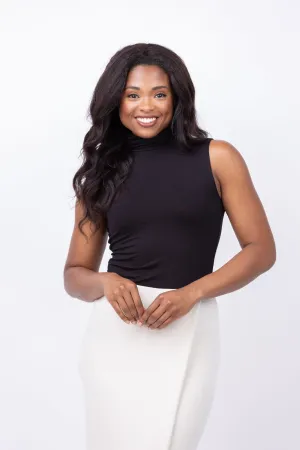 L'Agence Ceci Sleeveless Turtleneck Tank in Black