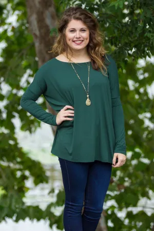 Long Sleeve Piko Top - Jade Forest