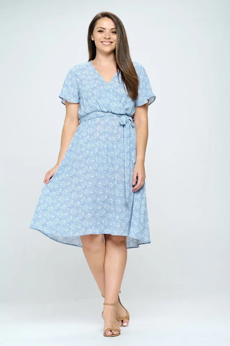 Luna Plus Size Surplice Short Dress