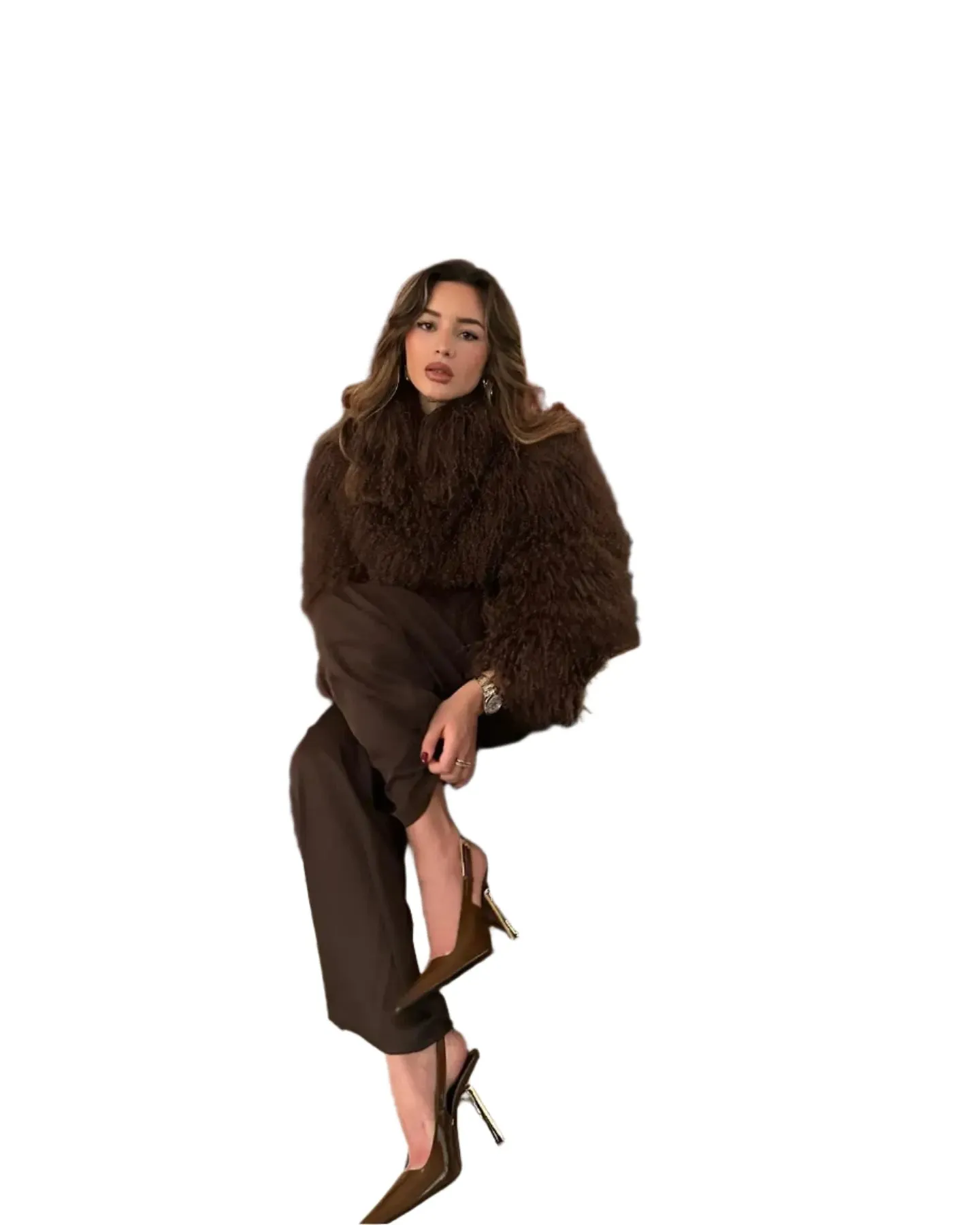 Luxury Women's Oversized Faux Fur Jacket – Thick Fluffy Cropped Coat, Warm Winter Fashion 2024 Chic Outerwear