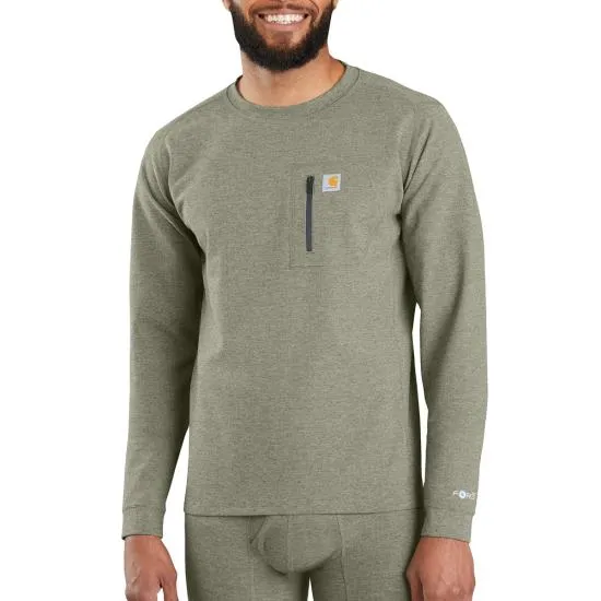Men's Force Heavyweight Heathered Knit Base Layer Crewneck Pocket Top
