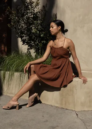 Miklan Tiered Gauze Dress - Chocolate