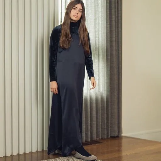 Navy Velvet Mockneck