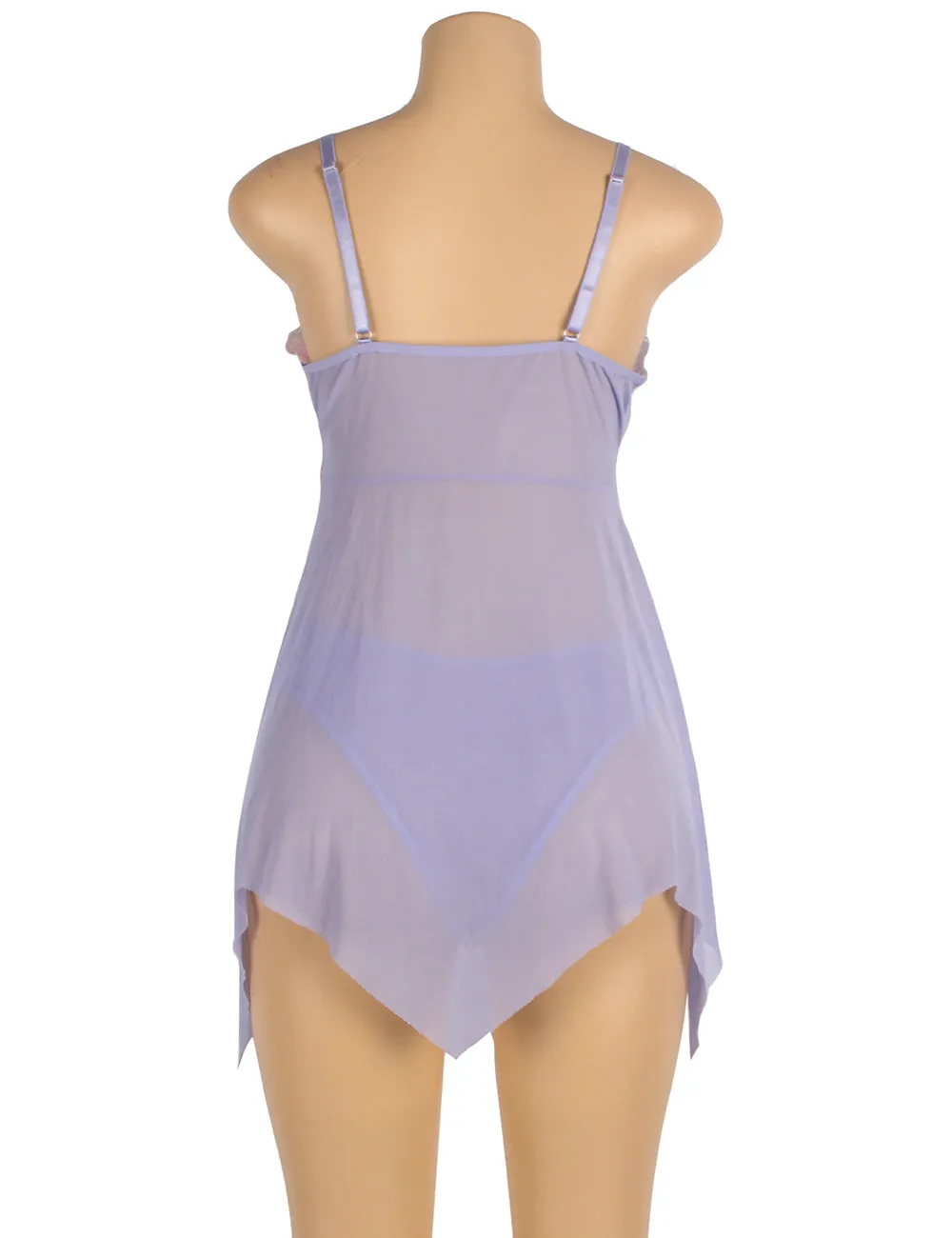 Now Pink Flower Decoration Loose Comfortable Open Front Babydoll