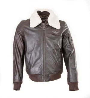 Pilot Bumber Commander Flying Leather jacket with removable fur collar 1125