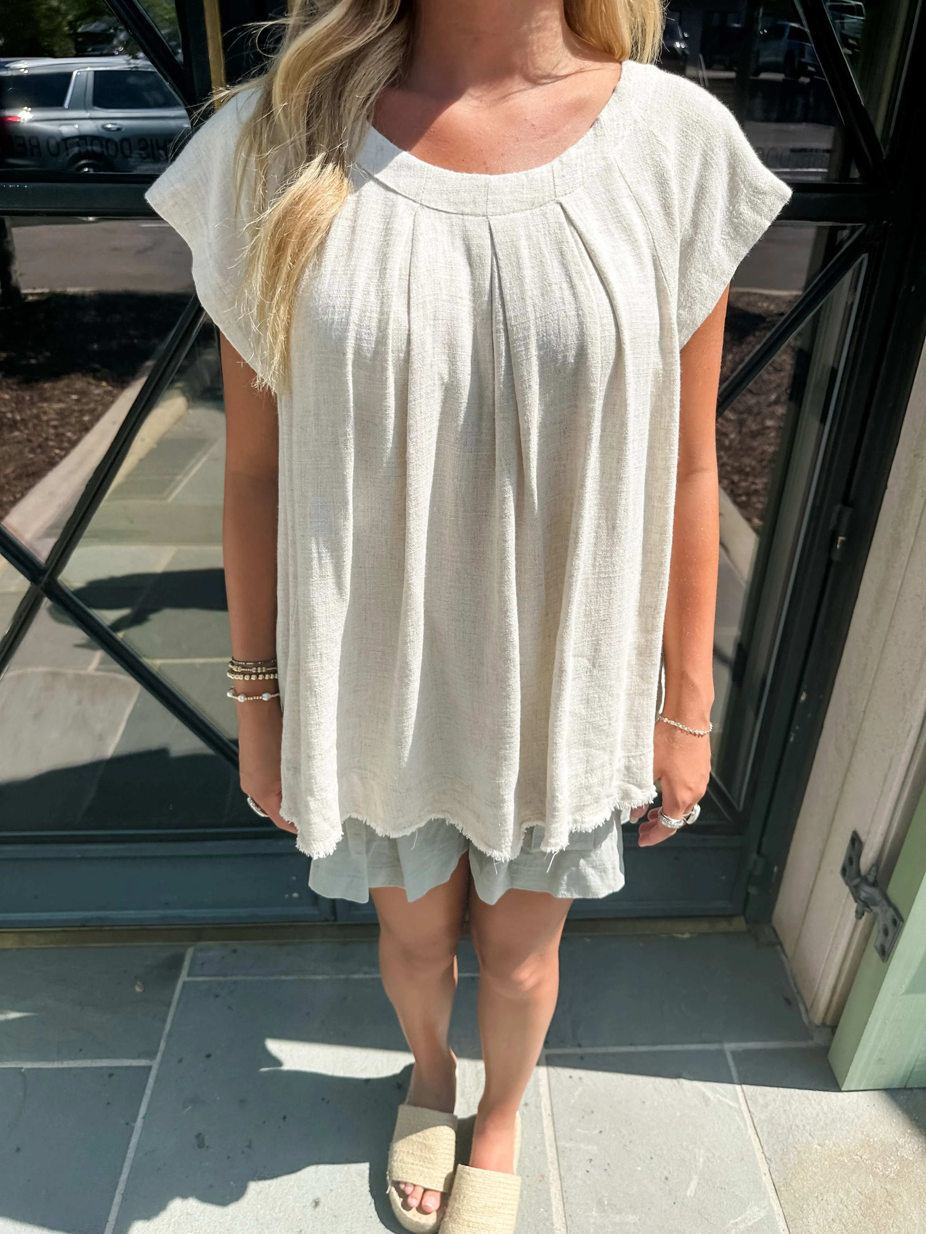 Pleated Linen Swing Top