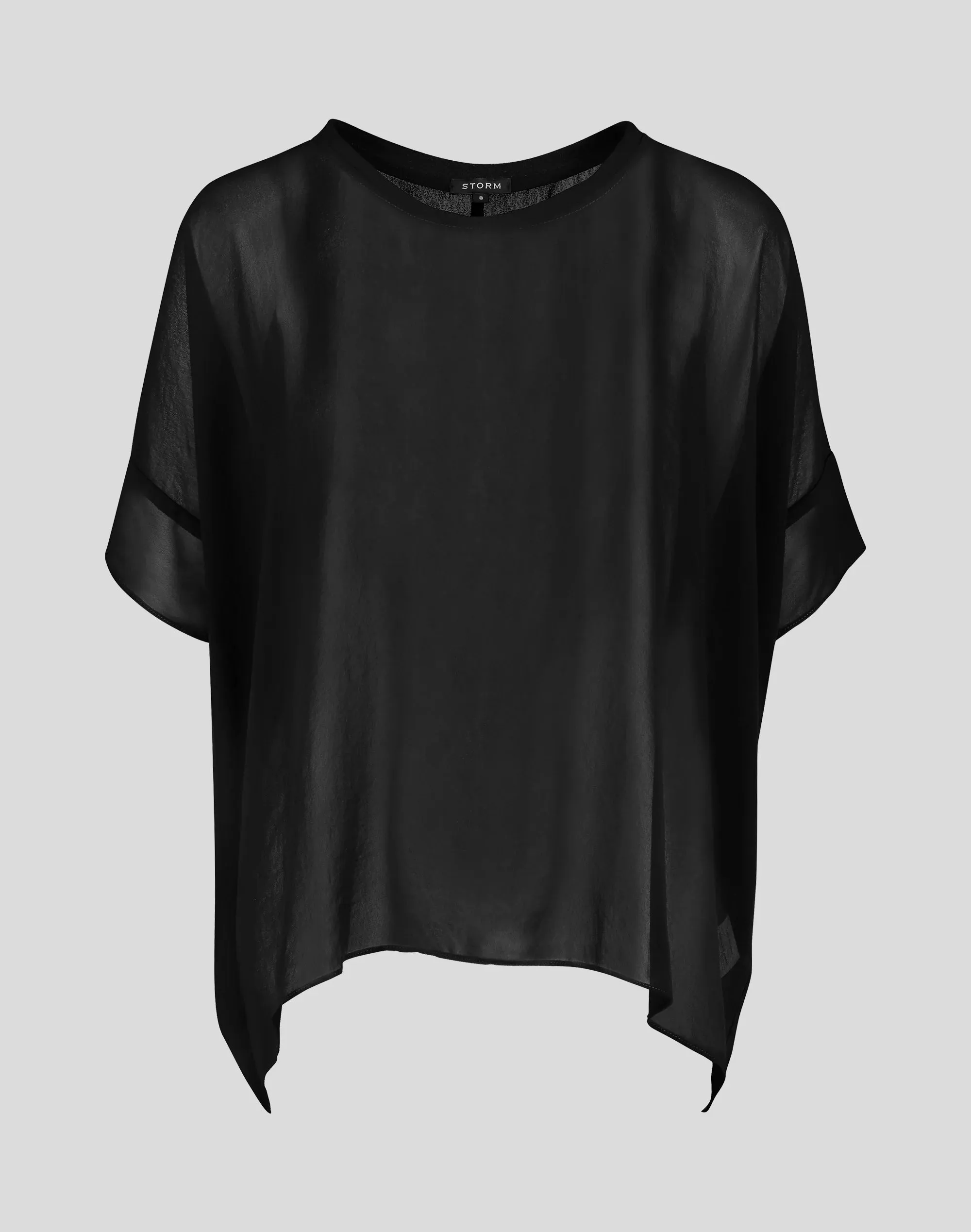 Relaxed Sheer Short Sleeve Top -BLACK