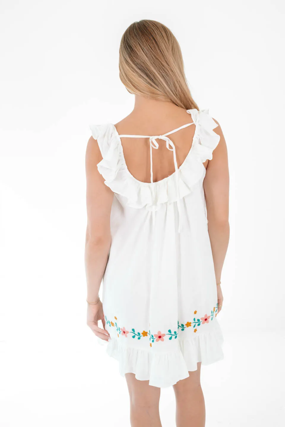 Ruffled Around The Edge Dress - White