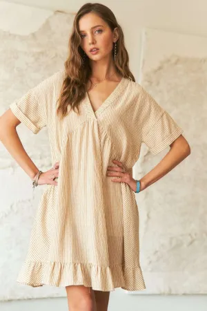 Ruffled Hem Striped Babydoll Dress