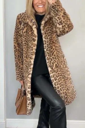 Sage/ Leopard Faux Fur Coat