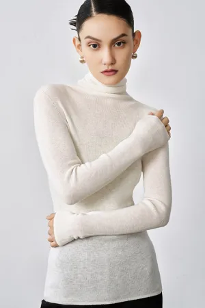 Seamless Washable Wool Turtleneck Sweater