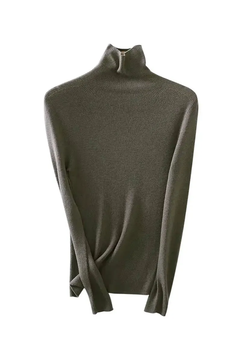 Seamless Washable Wool Turtleneck Sweater