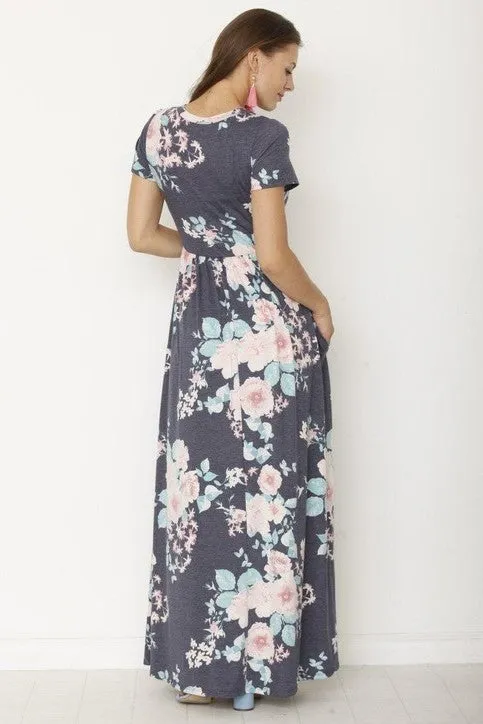 short sleeve maxi dress with hidden pocket