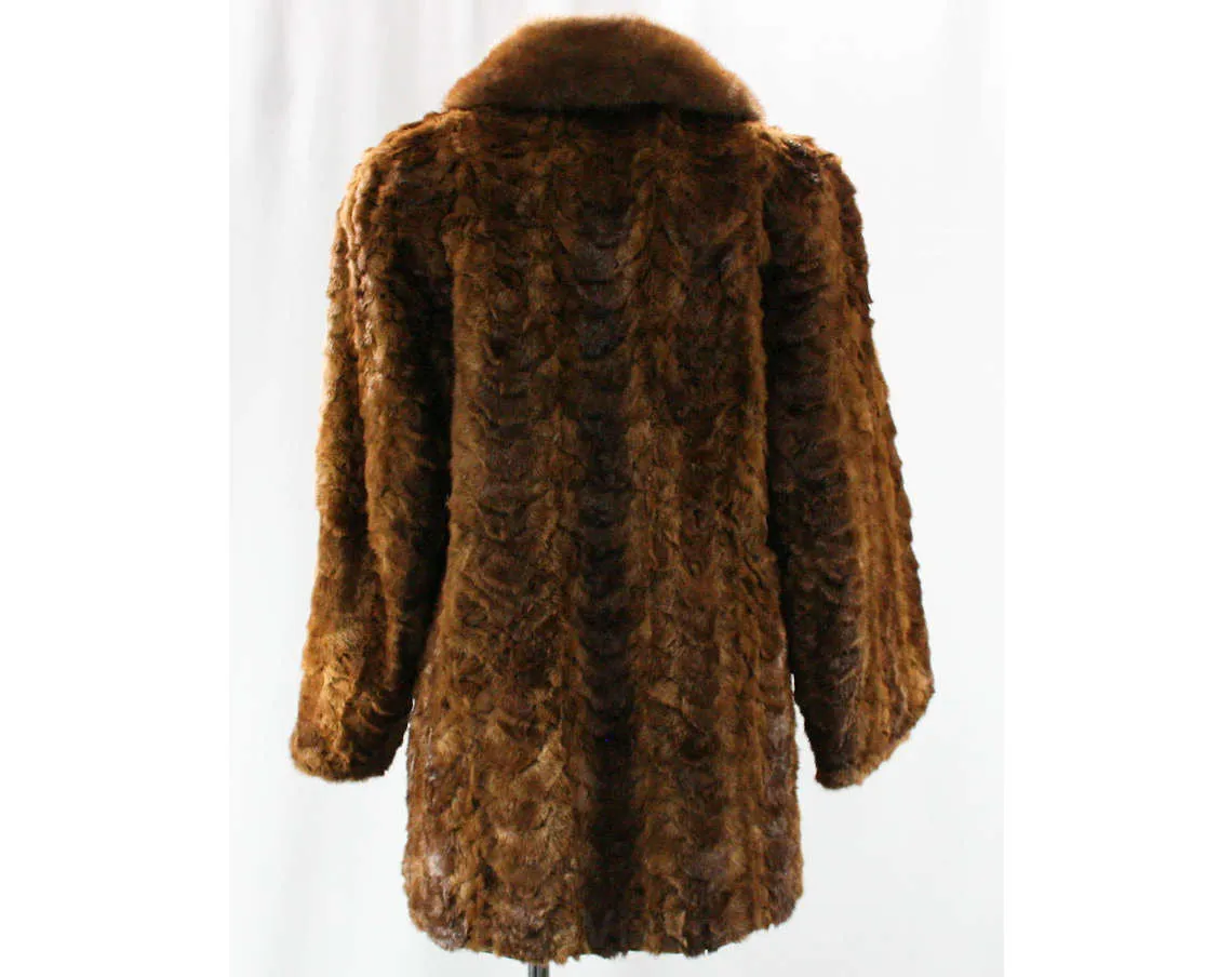 Size 12 Mink Jacket - Gorgeous 1960s Fur Jacket - Sheared Brown Authentic Fur - 60s Mink Collar - Bust 39 - Large Size - Winter - 42141