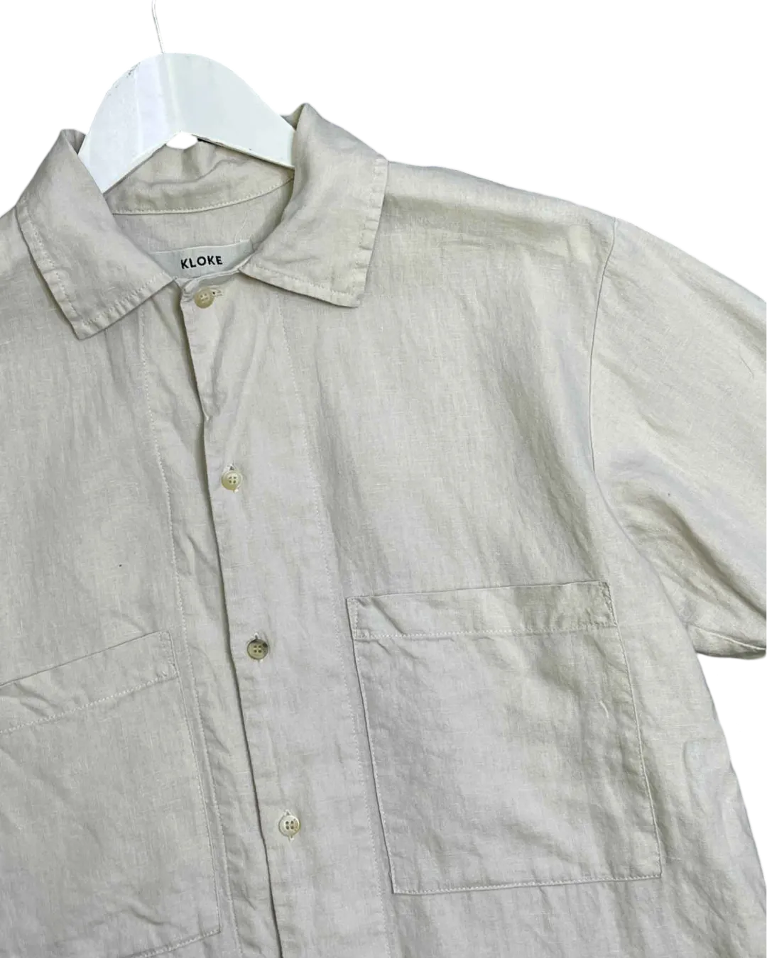 Size XS - Kloke Ecru Map Linen Shirt