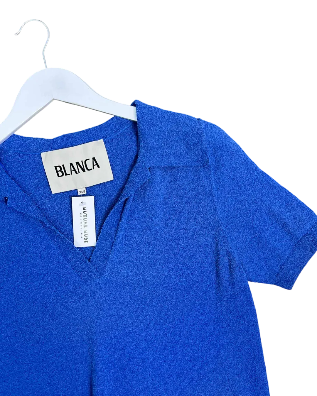 Size XS/S - Blanca Blue Boucle Polo Top