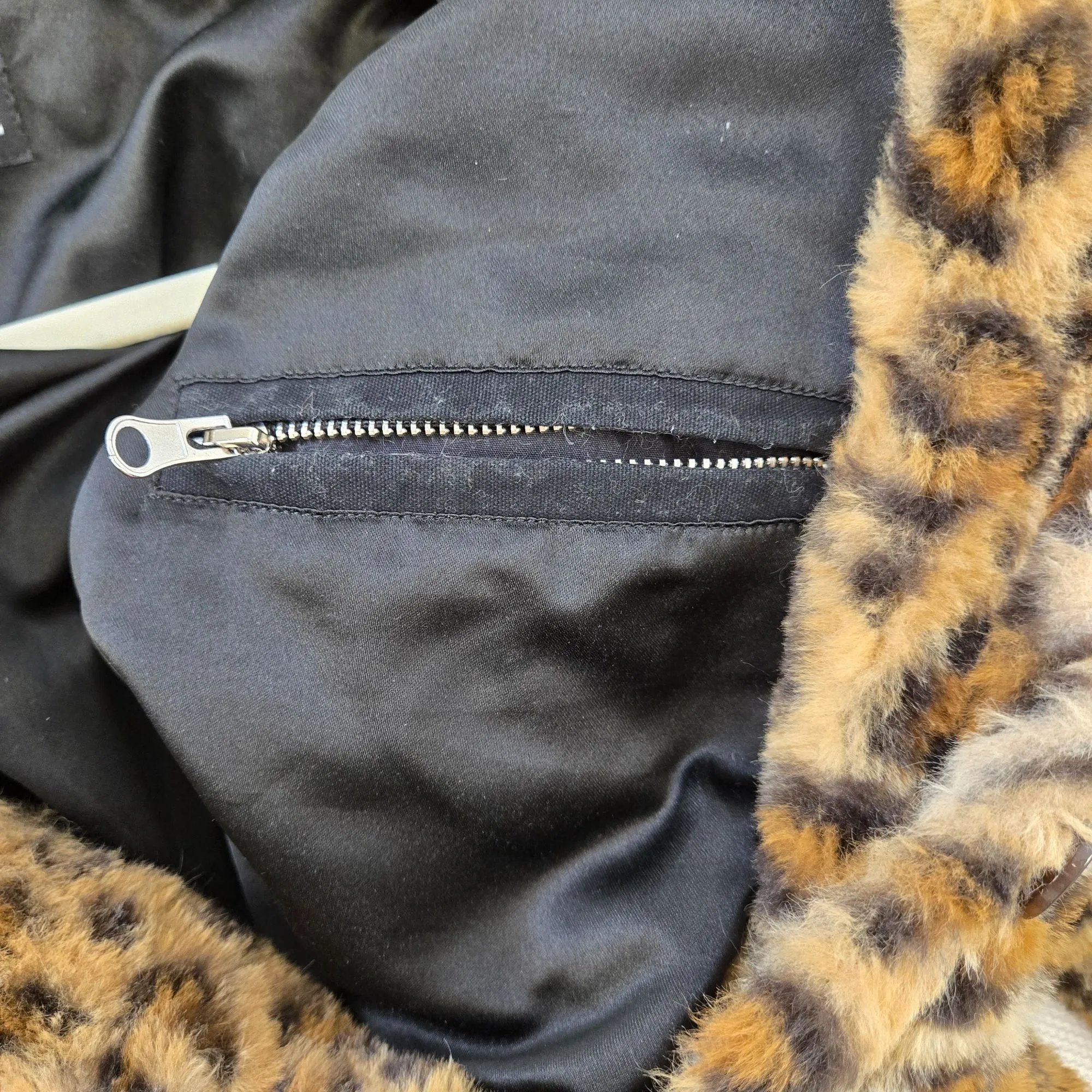 Straight to Hell Wanda Leopard Print Faux Fur Teddy Coat Size XS