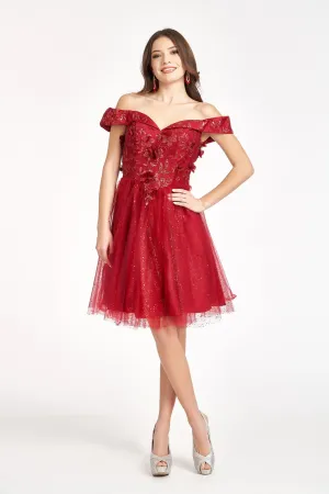 Sweethearted Glitter Mesh Homecoming Dress w/ Corset Back