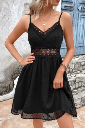 Swiss Dot Spliced Lace Dress