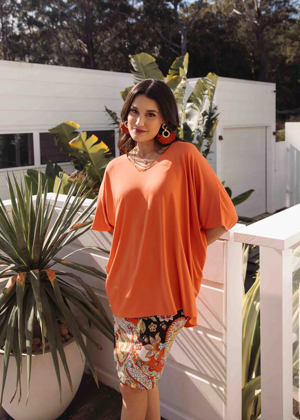 Tavera Oversized Bamboo Top - Coral