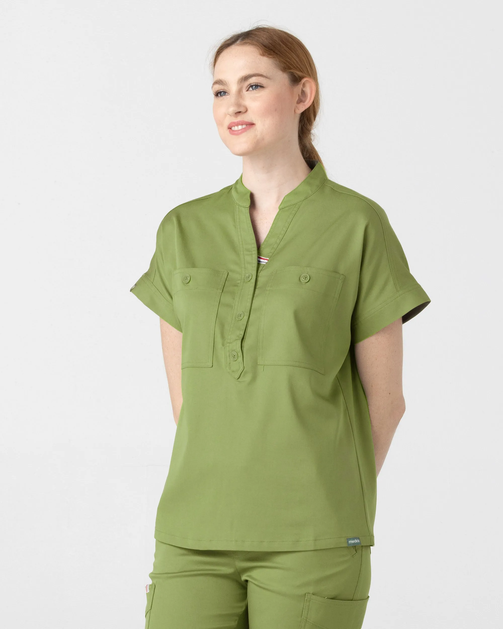 TENCEL™ Fiji‎ ‎ Banded Collar Scrub Top