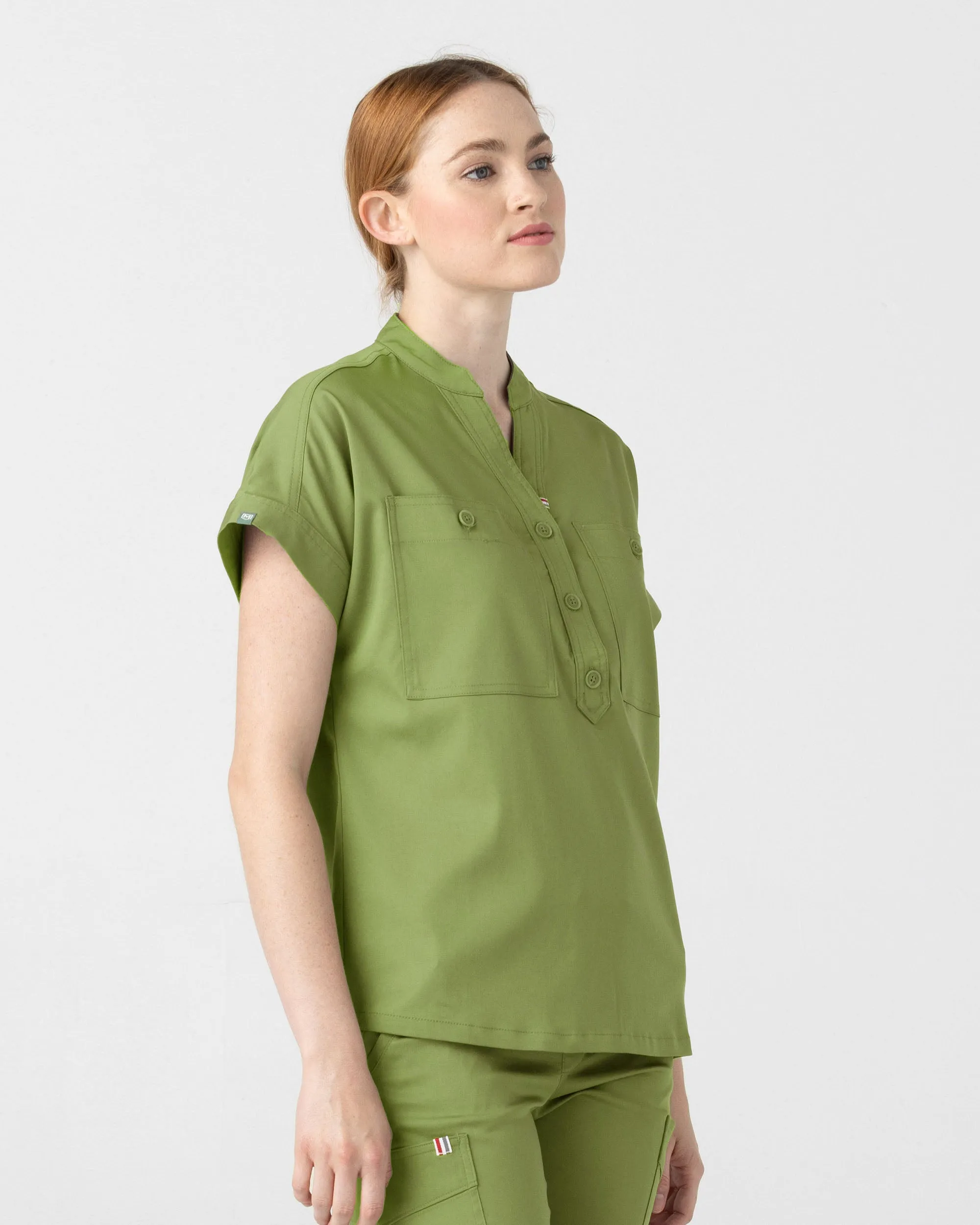 TENCEL™ Fiji‎ ‎ Banded Collar Scrub Top