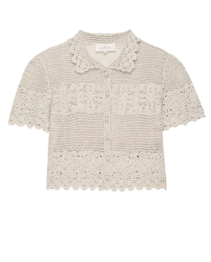 The Crochet Polo Top. -- Natural